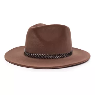 Chapéu Feminino Fedora Veludo Caramelo Metalizada Dourada