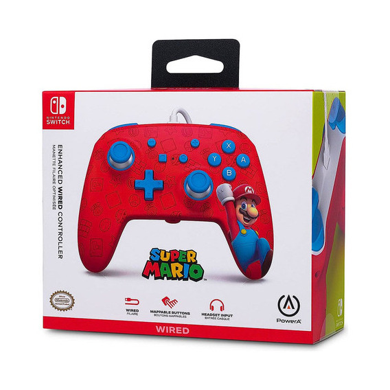 Controlador Con Cable Para Nintendo Switch ¡woo-hoo! Mario Color Rojo
