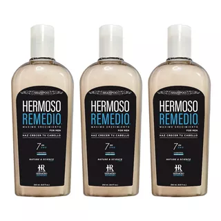 Hermoso Remedio ® Pack Shampoo Anticaida Crecimiento Acelerado Anticaspa Reparador Hidratante Para Hombre 250 Ml X 3