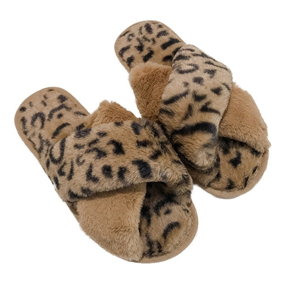 Pantufla Chatita Super Peluda Diseño En X - Varios Talles