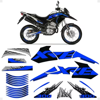 Kit Adesivos Moto Honda Xre 300 Adventure 2009/2018 Azul