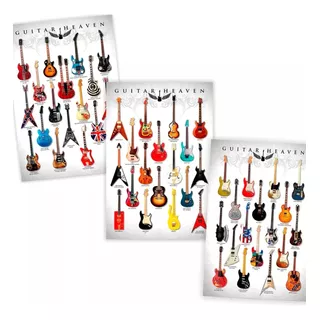 Placas Decorativas Kit Guitar Heaven 60x40cm Cada Placa