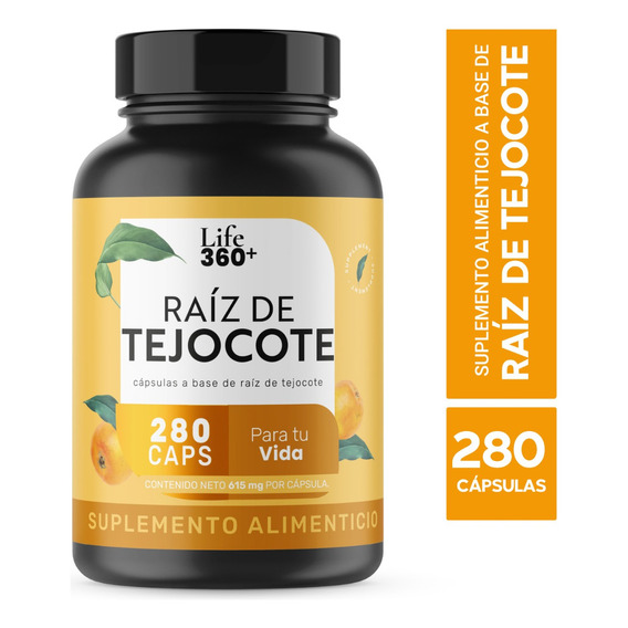 Suplemento Raíz Tejocote Life 360+ 280 Cápsulas 140 Días Sabor Neutral