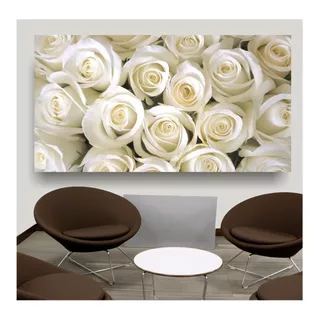Adesivo De Parede Rosas Brancas Sala Painel Flores Papel De Parede Floral S42