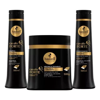 Kit Haskell Cavalo Forte Shampoo Condicionador Máscara 500g