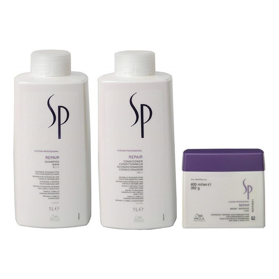 Shampoo 1000ml + Acondicionador + Mascarilla Wella Sp Repair