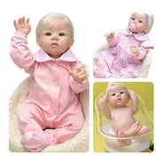 Bebê Reborn Kit Saskia 57cm Pode Banhar Carequinha 22 Itens