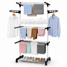 Varal de Chão Vertical Retrátil com Rodinhas para Roupas, Toalhas e Lençóis