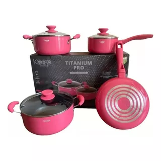 Bateria Cocina 7 Piezas Keep Titanium Pro Colores Premium 