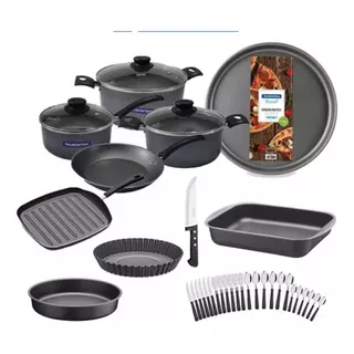 Set Kit Combo Juego De Cocina Tramontina Teflon Antiad.