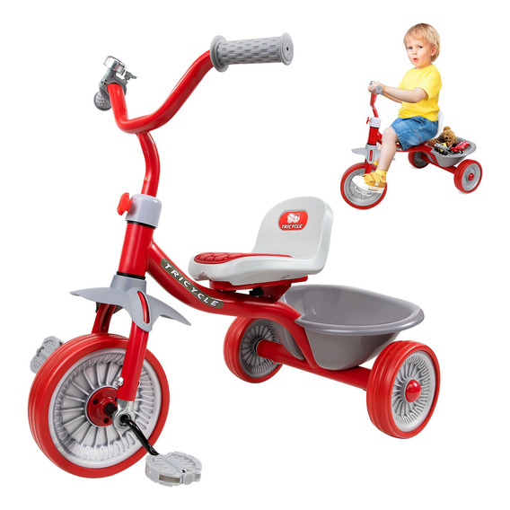 Triciclo Para Niños Infantil Equilibrio Con Cajuela Pedales