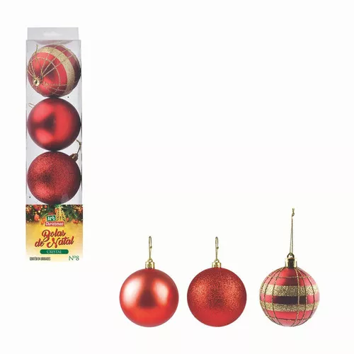 Kit Conjunto 10 Peças Decoração Enfeite Bola Árvore Natal Dourada Glitter  Natalina 12,5cm