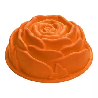 Forma De Silicone Rosa Flor Bolo Doces Antiaderente 2 Un Cor Laranja
