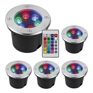 Pack 5 Spot Led Empotrable Para Piso Rgb Lampara Exterior 6w