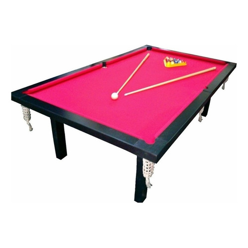 Mesa de billar Deportes Brienza Familiar Profesional de 2.4m x 1.4m x 0.8m color negro con superficie de juego de mdf, paño rojo y redes color blanco