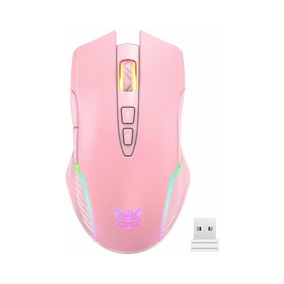 Mouse Inalambrico Cw905 Onikuma Color Rosa Recargable Usb