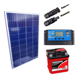 Kit Placa Solar 100w Controlador 20a Bateria 70ah