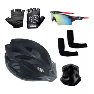 Capacete Bike Led +luvas Ciclismo+óculos Proteção