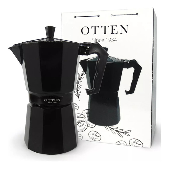 Cafetera Italiana 300ml Otten Moka 6 Tazas Express Negra