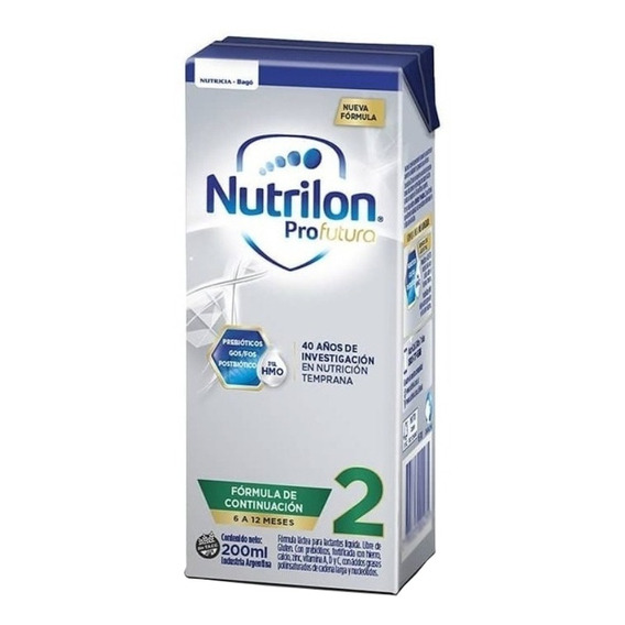 Leche de fórmula líquida sin TACC Nutricia Bagó Nutrilon Profutura 2 sabor neutro en brick de 200g - 6  a 12 meses