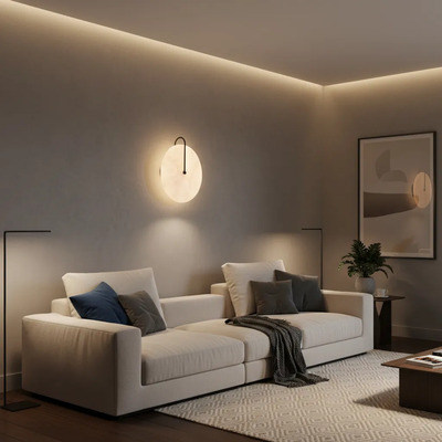 Aplique Pared Bloom M 5w Led Ø250mm Marmol Calido Negro Negro