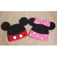 Touca Gorro Mickey Ou Minnie - Disney Newborn Art Crochê