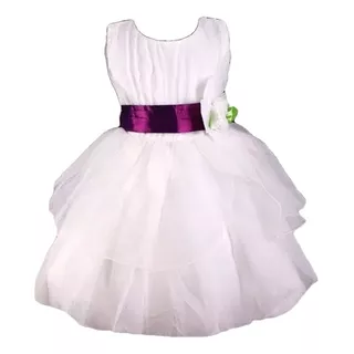 Vestido Infantil Festa Casamento  Daminha  Laço Roxo