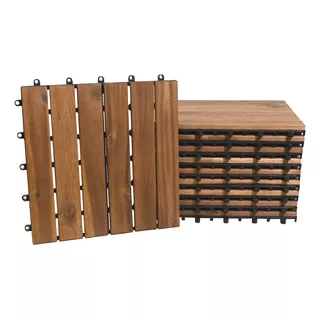 Caja De  10 Pz Piso Modular Acacia  Deck Tile 6 Slats