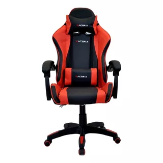 Cadeira De Escritório Racer X Comfort Gamer Ergonômica  Preta E Vermelha Com Estofado De Couro Sintético