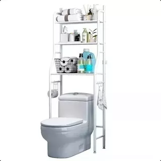 Mueble Organizador De Baño Toilet Rack Mueble Estante Repisa Baño De Metal Color Blanco  - 47cm X 160cm X 25cm