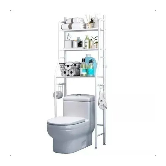 Mueble organizador de baño toilet rack MUEBLE ESTANTE REPISA BAÑO de metal color blanco  - 47cm x 160cm x 25cm