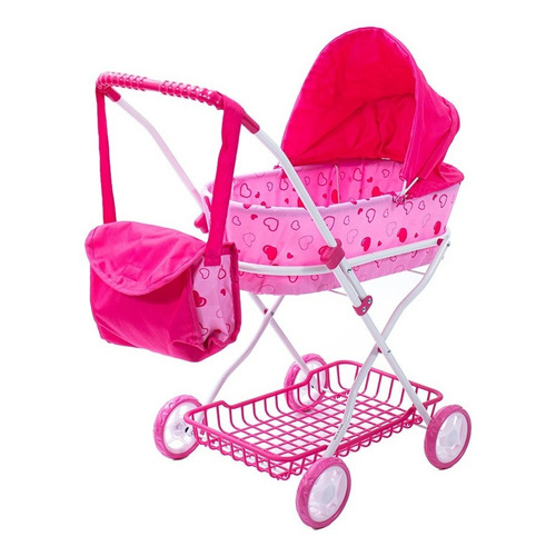 Coche Cuna De Muñecas Rainbow®. Viene Con Bolso Color Rosa