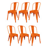 Set X6 Sillas Tolix Colores Especiales - C - Desillas Estructura De La Silla Tono Naranja