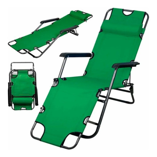 Reposera De Camping Reclinable 2 Posiciones Bentancor Color Verde