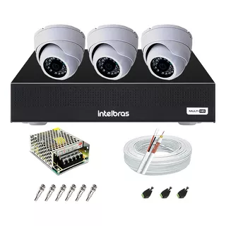 Kit Cftv 3 Câmeras Segurança Dome Ir Dvr Mhdx 1104 Intelbras