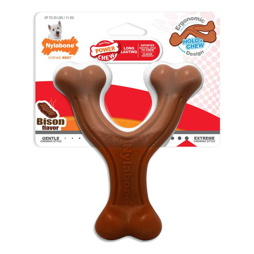 Juguete Nylabone Perro Dura Power Chew Wishbone Bisonte 11kg