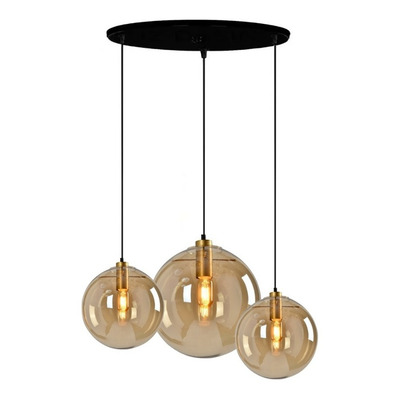 Colgante 3 Luces Caramel Ambar 20cm Y 30cm Apto Led Deco Cie