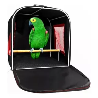 Bolsa Gaiola De Transporte Aves Papagaios Pássaros Maritacas Cor Preto