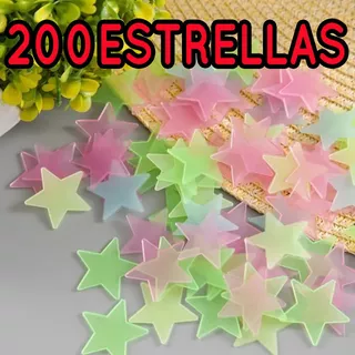 Estrellas Fluorescentes Brillan Pared Decorativa 200 Und