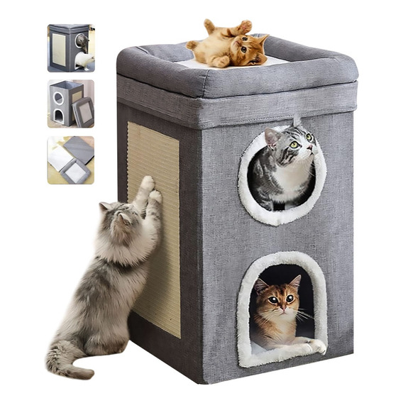 Casa Cama Cueva Plegable Para Gatos Con Rascador Cojín Suave