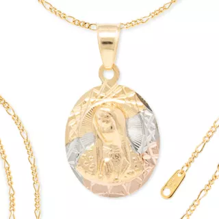 Collar Con Medalla De Virgen De Guadalupe Chapa De Oro 22k