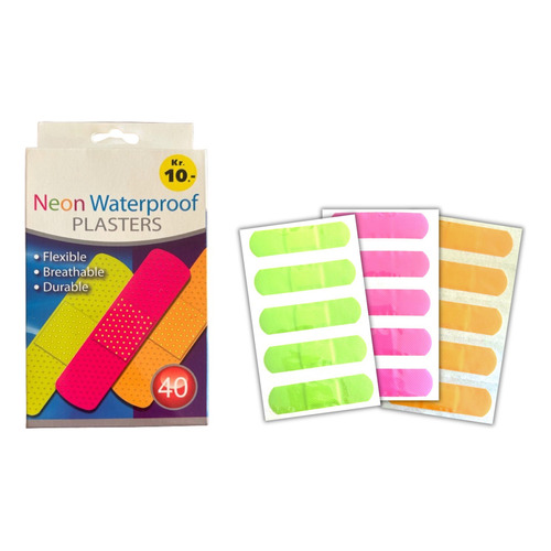 Parche curitas venditas neon colores a prueba de agua 40 unidades
