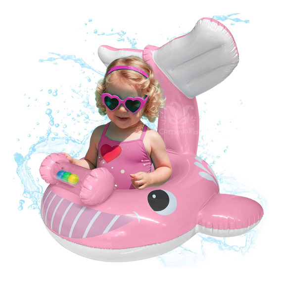 Inflable Ballena Rosa Salvavidas Flotador Asiento Bebé Alber