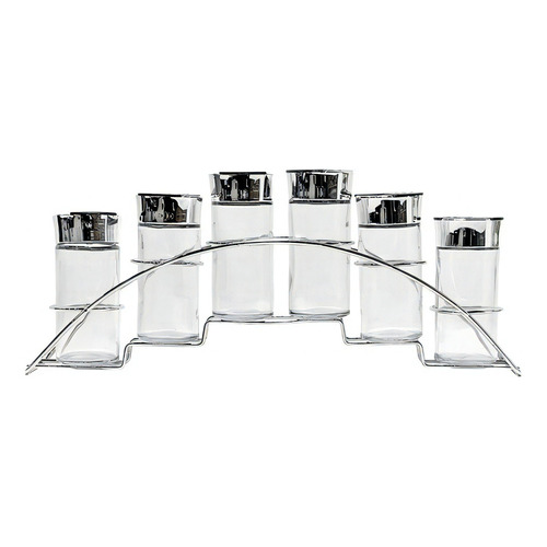 Especiero X6 Frascos Vidrio Condimentos Soporte Puente Metal