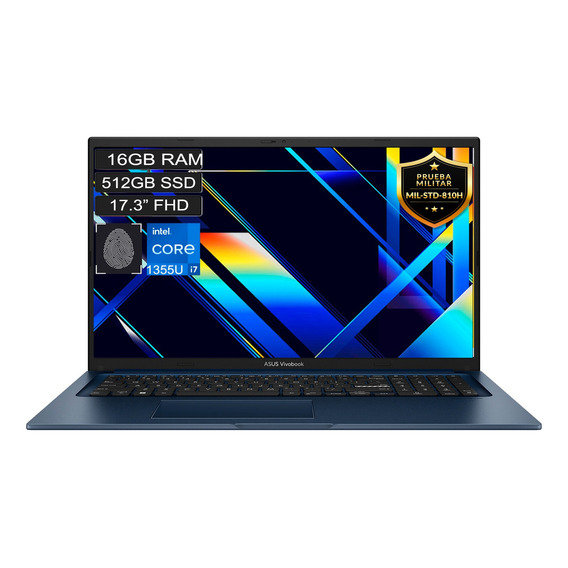 Portátil Asus Vivobook 17 X1704 Corei7 1355u 16gb 512gb Azul Color Azul Silencioso