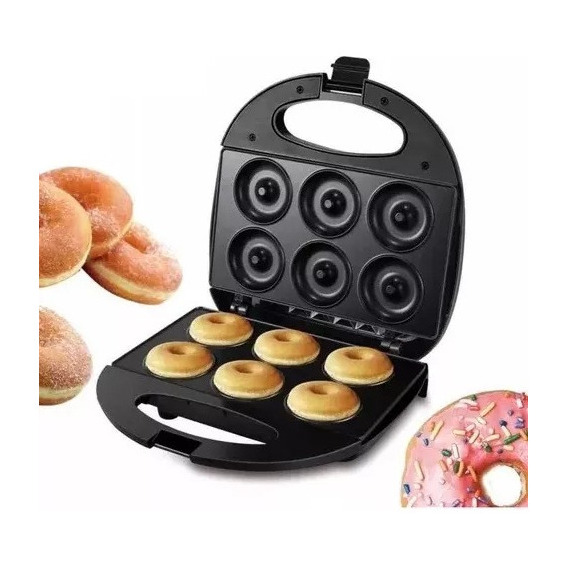 Maquina De Hacer Donas De 6 Unidades Color Negro