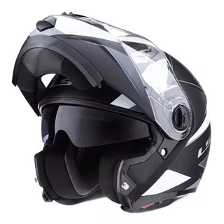 Casco Moto Ls2 Rebatible 370 Stripe Negro Blanco Doble Visor Tamaño Del Casco M