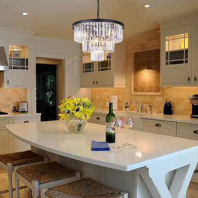 Lampara Colgante Cristal 40cm 3 Pisos Cromo 5 Luces E14 Dx