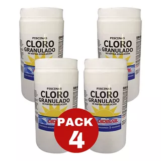 Cloro Granulado Para Piscinas 1 Kg. Pack 4 Unid