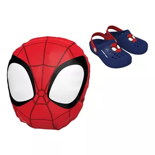 Babuch Infantil Azul Spider Man Com Almofada Grendene Kids